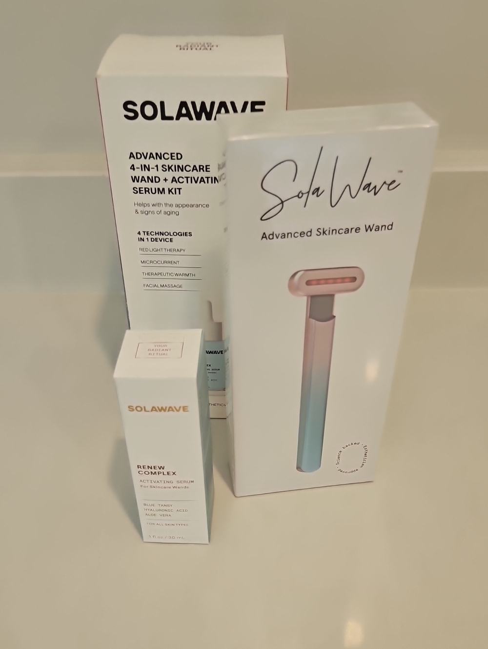 SolaWave Advanced Skincare Wand with Renew Complex Serum - Pink/White